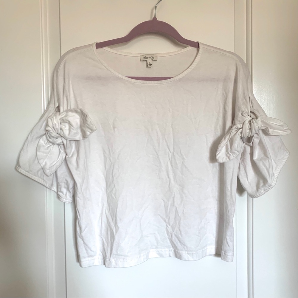 White Tie Sleeve Short Sleeve Shirt